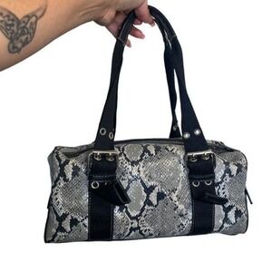 Nine West Gray/Black Small Snake Skin Duffle